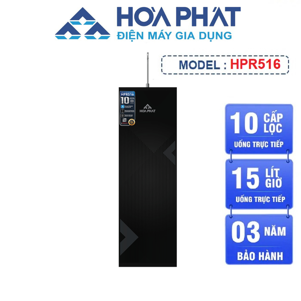 Máy lọc nước RO tủ đứng Hòa Phát HPR516 - Hệ thống 10 lõi - Bảo hành 3 năm