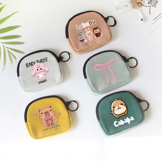 Ví Vải Canvas Mini In Họa Tiết Hoạt Hình Dễ Thương Có Khóa Kéo Đựng Thẻ Son Môi Chìa Khoá Tiện Dụng Cho Nữ