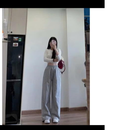 Quần ống rộng nỉ 2 da - Quần ống rộng suông lưng cao có dây điều chỉnh | BigBuy360 - bigbuy360.vn