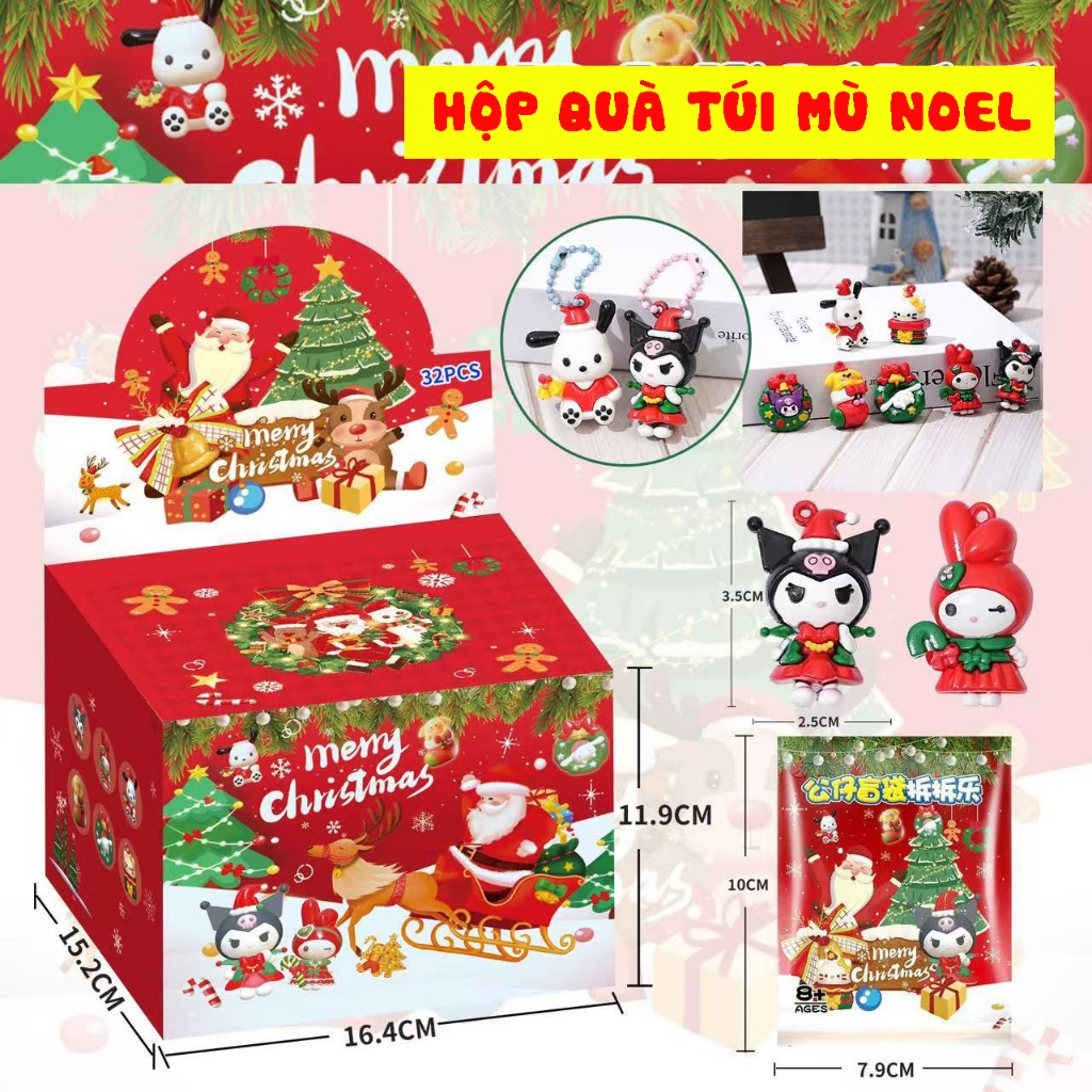 Fullbox Hộp Quà 32 Túi Mù Móc Khoá Chủ Đề Giáng Sinh Cho Bé - Hộp Quà Noel Unbox Túi Mù Noel Móc Kho