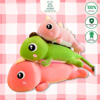 Gấu Bông khủng long mắt lồi Siêu To size 1M6, Tắc kè đuôi tim vải miniso co giãn mềm mịn, gối ôm dài, hình thú Cute