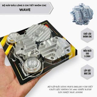  Combo bộ nắp đầu lòng WAVE - bộ 5 chi tiết chất liệu nhôm cnc có nhiều rãnh tản nhiệt 