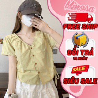 Áo Sơ Mi Nữ, Áo Sơ Mi Nữ Rút Eo, Cổ V Hack Dáng , Mã M5