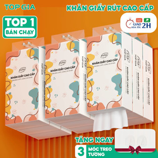 Khăn giấy vệ sinh treo tường TopGia Đa Sắc 6 bịch, khăn giấy treo tường rút 1280 tờ 4 lớp bằng bột gỗ nguyên sinh