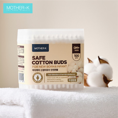 Tăm bông sơ sinh Mother-K Hàn Quốc chất lượng bông cao cấp lõi giấy hộp 100 chiếc