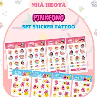 SET HÌNH XĂM DÁN STICKER TATTOO PINKFONG BABYSHARK HÀN QUỐC AN TOÀN CHO BÉ