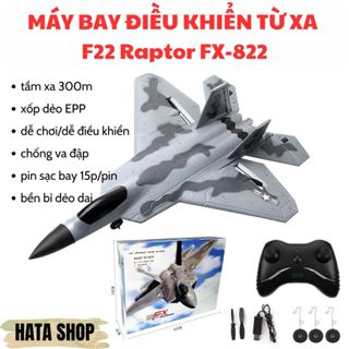 Máy Bay Điều Khiển Từ Xa F22 Raptor FX-822 Bay Xa 300m Đèn LED Chất Liệu Xốp Dẻo EPP Chống Rơi Vỡ