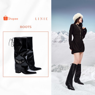 Giày Boot Nữ Cao Cổ Mũi Nhọn Đế trụ 5cm Thời Trang Hiện Đại Sành Điệu Phóng Khoáng || LINIE Getty Cowboy Boots A676-9