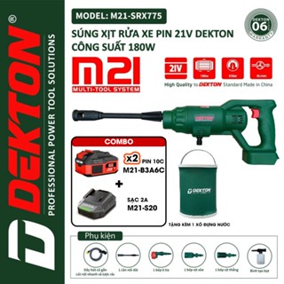 Máy rửa xe dùng pin DEKTON M21-SRX775 Chân pin phổ thông 4cm Dễ dàng vệ sinh nhà cửa, điều hoài, tưới cây