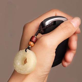 Móc Khóa Và Dây Treo Đồng Điếu Tỳ Hưu Bạchh Ngọcc Tự Nhiên