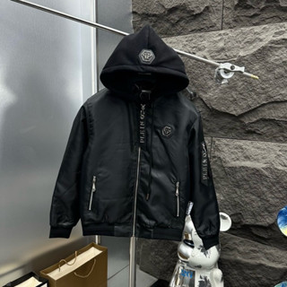 Áo khoác bomber gió trần bông nam nữ PP pha mũ nỉ 2 lớp ngực thêu mác da đính logo sắt tay dệt túi đính móc khoá