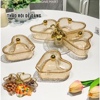 Khay Mứt Xoay Trái Tim 5 Ngăn Hot 2025 Cao Cấp, Khay Đựng Bánh Kẹo, Hoa Quả Trang Trí Ngày Tết Sang Trọng