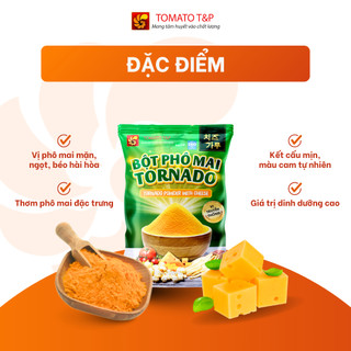 Bột phô mai mặn Tornado, bột phô mai lắc khoai, bột phô mai lắc bắp rang bơ - Gói 100g - Tomato T&P