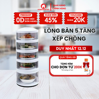 Bộ Lồng Bàn 5 Tầng Xếp Chồng HOMESMART247 Bằng Nhựa PP Bảo Quản Thức Ăn, Hộp Đựng Thức Ăn Xếp Tầng Cao Cấp