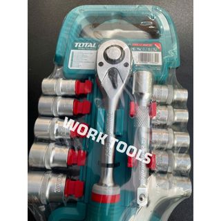 ĐỒ NGHỀ TOTAL Bộ 12 cái socket (1/2 inch) & cần 2 chiều THT141121 < HÀNG CHÍNH HÃNG >