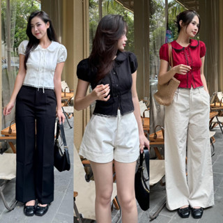 [RÁCH STORE] Áo Kiểu - 465 - Cổ Sen - Viền Ren - Cột Nơ - Tay Bo