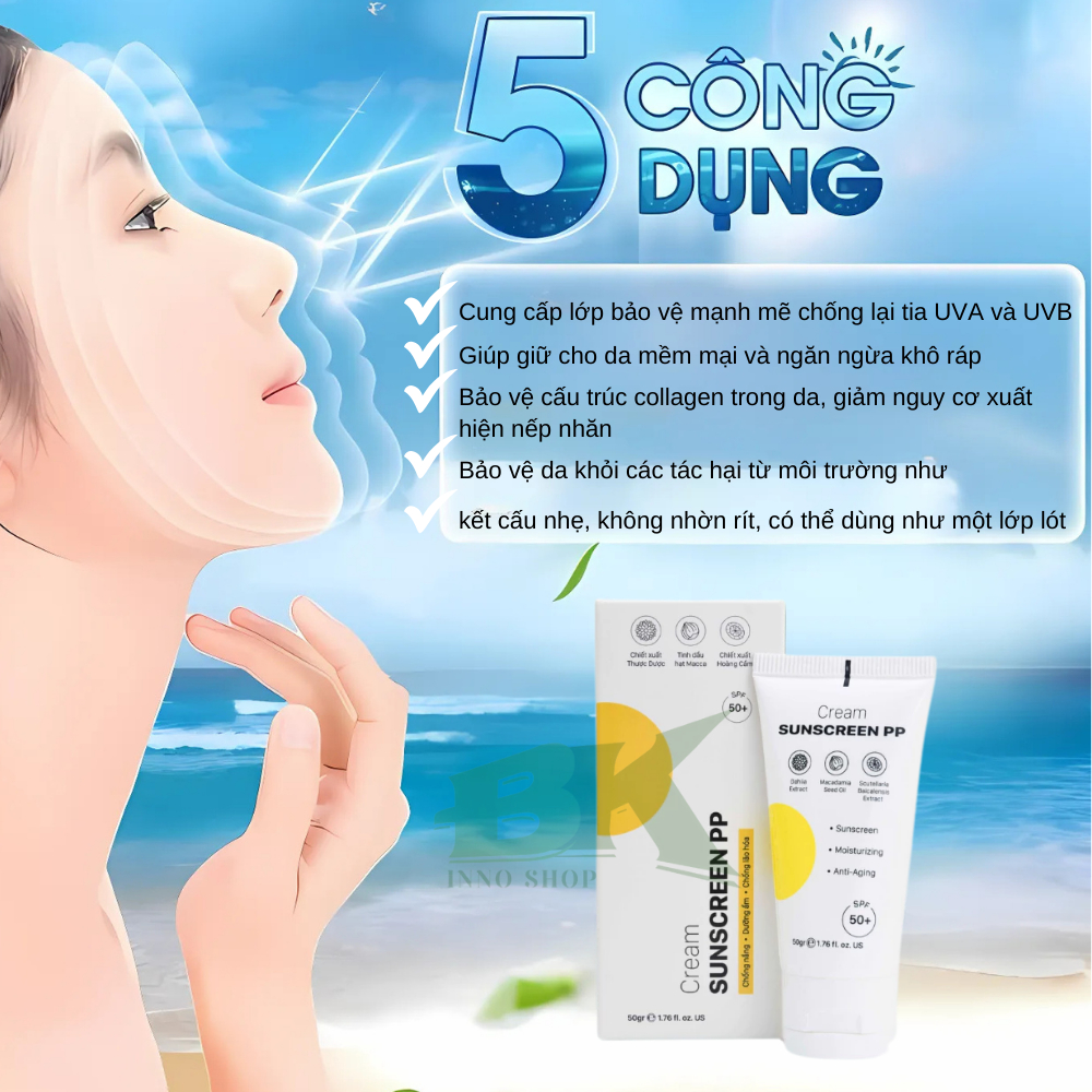 Kem Chống Nắng PURE PERFECT Bảo Vệ Da Toàn Diện, Ngăn Lão Hóa, Dưỡng Ẩm, Không Nhờn Rít, Thoải Mái Cả Ngày | BK INNO