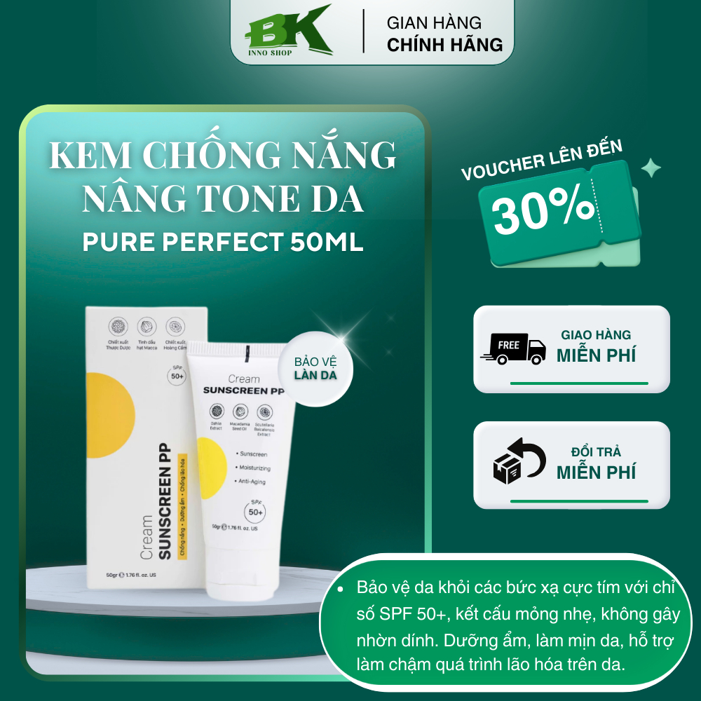 Kem Chống Nắng PURE PERFECT Bảo Vệ Da Toàn Diện, Ngăn Lão Hóa, Dưỡng Ẩm, Không Nhờn Rít, Thoải Mái Cả Ngày | BK INNO