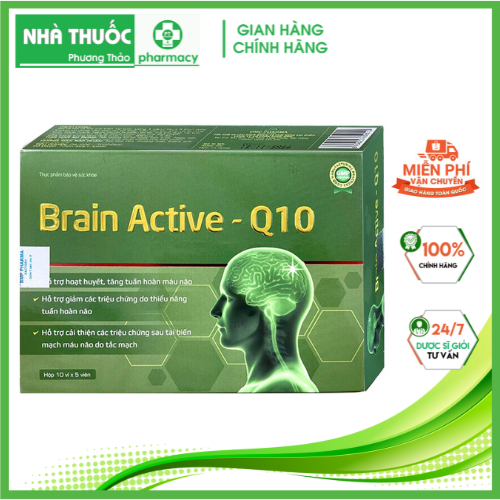 Brain Active Q10 giúp hỗ trợ hoạt huyết, tăng tuần hoàn máu não,giảm các triệu chứng hoa mắt h*50vie