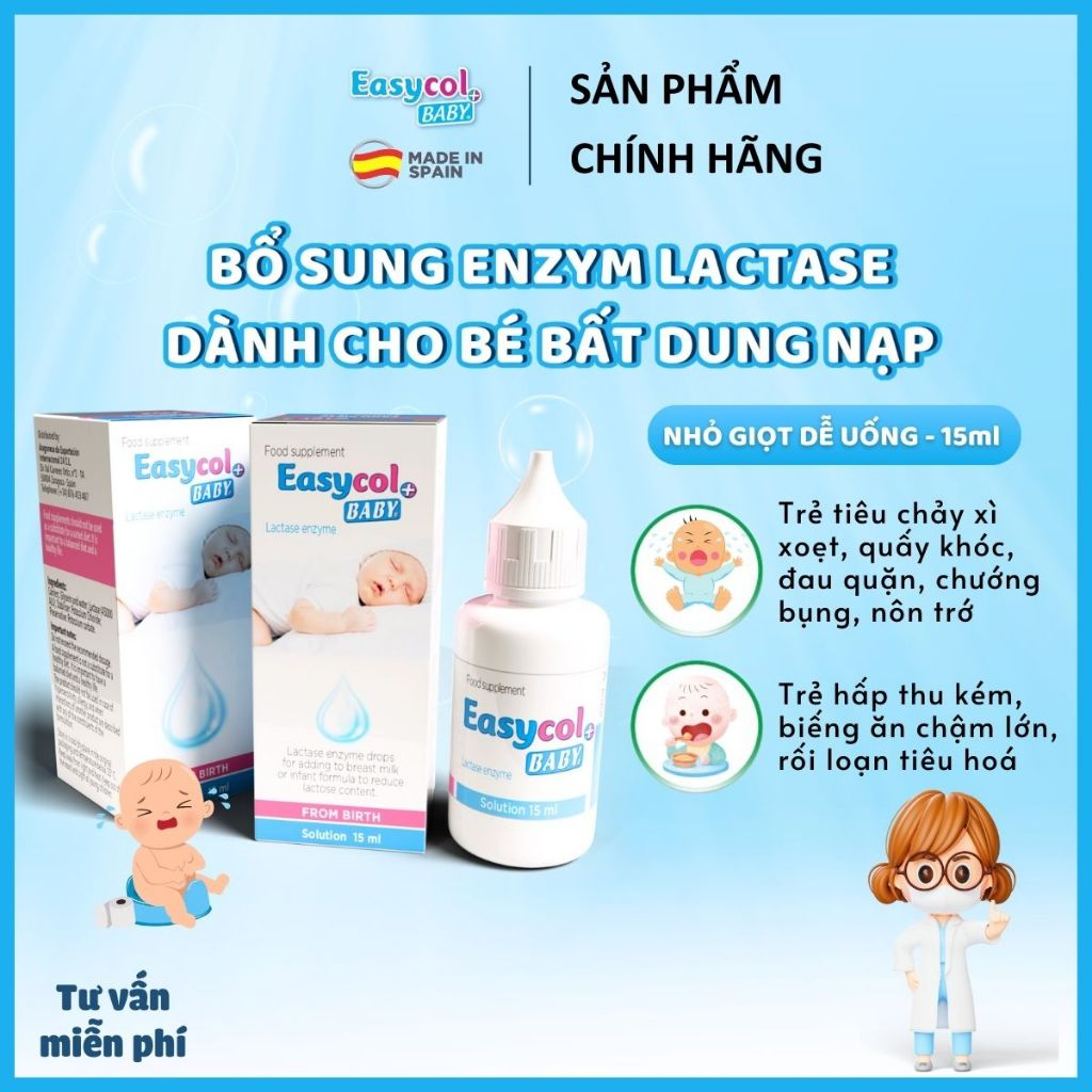 Combo Men Easycol Baby 15ml Ngăn Ngừa Tiêu Chảy, Đầy Hơi, Rối Loạn Dung Nạp Lactose