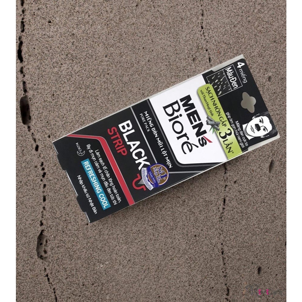 Miếng Dán Mũi Lột Mụn Men's Bioré (Màu Đen) Pore Pack Black Strip Refreshing Cool 4 Miếng Hasaki