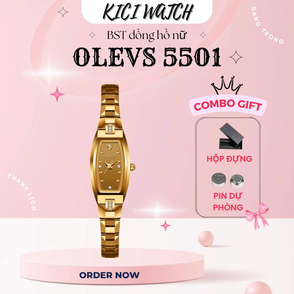 Đồng hồ nữ OLEVS 5501 Dây thép chính hãng Chống nước đính đá sang trọng