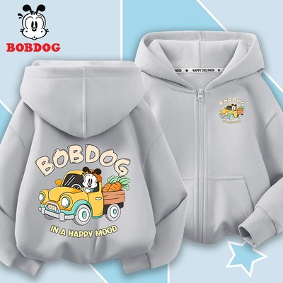 Áo khoác cho bé trai BOBDOG chất liệu nỉ da cá dày dặn in hình ô tô cute cho bé