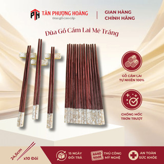 Đũa Gỗ Cẩm Lai Cẩn Ốc mè Trắng (Vuông) Tự Nhiên 24-25cm Chất Lượng Cao | ĐŨA GỖ TÂN PHƯỢNG HOÀNG