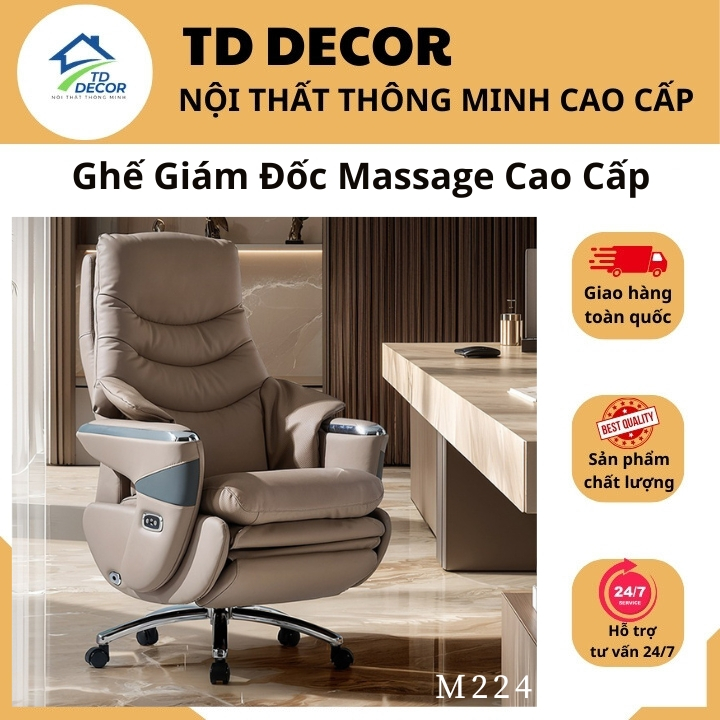 Ghế Giám Đốc, Ghế Chủ Tịch Bọc Da Bò Cao Cấp, Ngả Điện Có Massage Thông Minh, Hiện Đại Và Sang Trọng