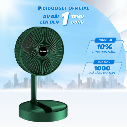 Quạt tích điện mini Didooglt 3 tốc độ gió xoay 360 cổng sạc usb tiện dụng