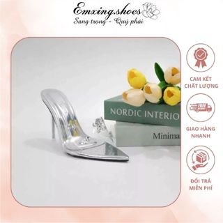 Guốc cao gót quai mika trong êm mềm míc đá sang trong, Giày quai trong gót nhọn 9 phân Mã TN2222 emxingshoes