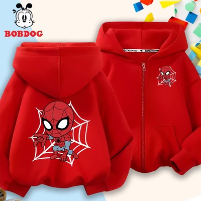 Áo khoác bé trai BOBDOG áo khoác nỉ hoodie bé trai chất liệu nỉ da cá in hình người nhện cute cho bé
