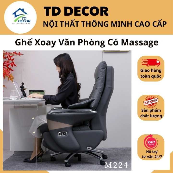 Ghế Giám Đốc Da Bò Cao Cấp Có Massage, Ghế Xoay Văn Phòng Ngả Điện Thư Giãn Êm Ái Sang Trọng.