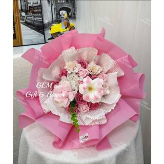 (Hoả Tốc ). Bó hoa hồng mix dáng tròn xoè rộng, tặng túi,thiệp.