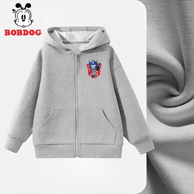 Áo hoodie zip bé trai BOBDOG 2026 chất liệu nỉ da cá ấm áp in hình siêu anh hùng cho bé