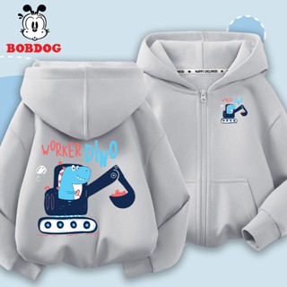  Áo khoác cho bé trai BOBDOGchất liệu nỉ da cá dày dặn in hình máy xúc cho bé 