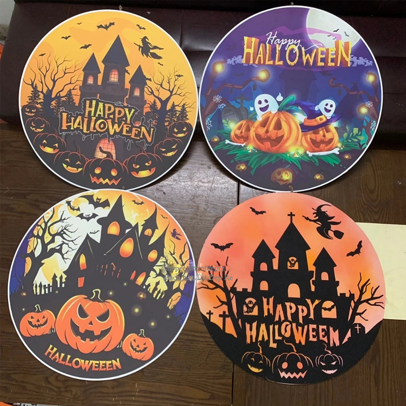 Khung tranh halloween hình tròn trang trí halloween - Decor hallowen đẹp