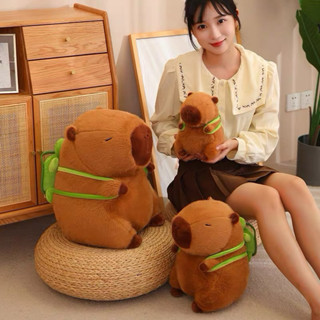 Gấu bông capybara đeo balo rùa siêu đáng yêu kích thước 40/55/90cm