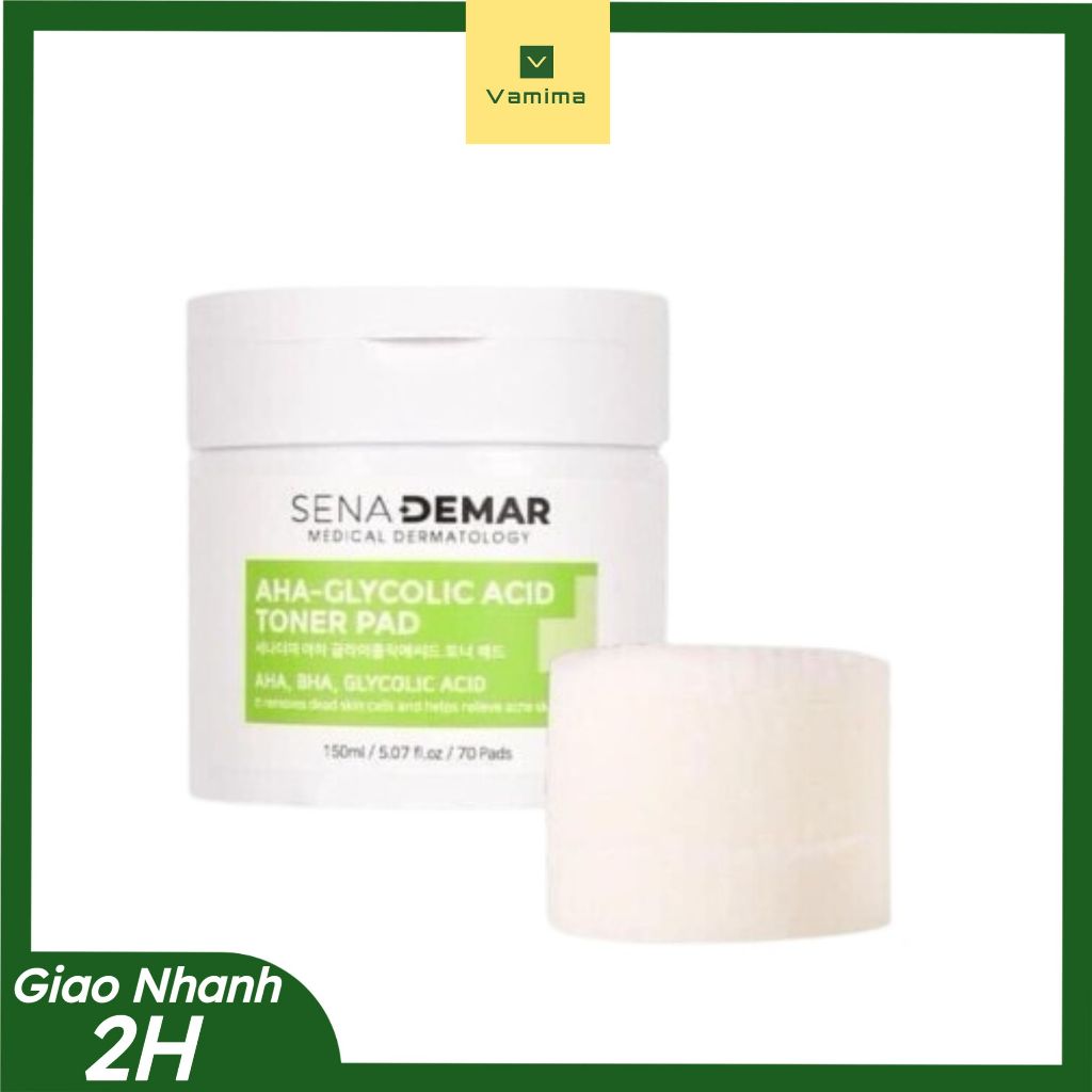 Toner Pad SenaDemar AHA-Glycolic Acid Toner Pad 70 miếng - Vamimacosmetic