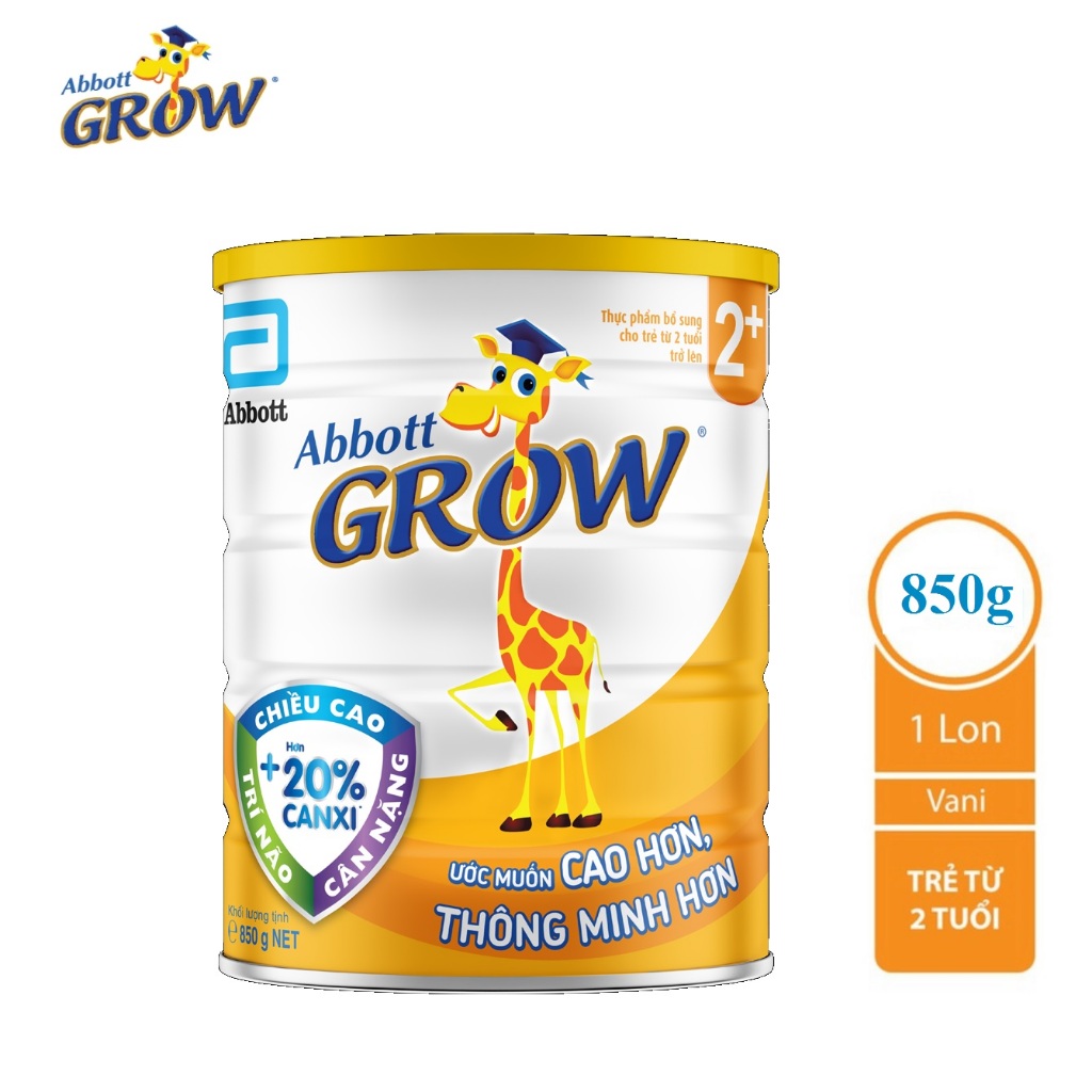 Sữa Abbott Grow 2+ 850g cho trẻ từ 2 tuổi trở lên(Mẫu Mới, Date 2027)
