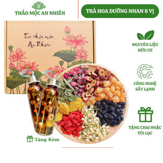 Trà hoa 8 vị dưỡng nhan (Hộp 30 Gói Tặng Kèm Túi Lọc Hoặc Chai T.Tinh) Đẹp da, Đẹp dáng, Thanh Lọc