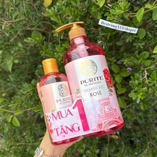 Bộ 2 Chai Sữa Tắm Purite Hoa Hồng 850ml + Hoa Anh Đào 250ml