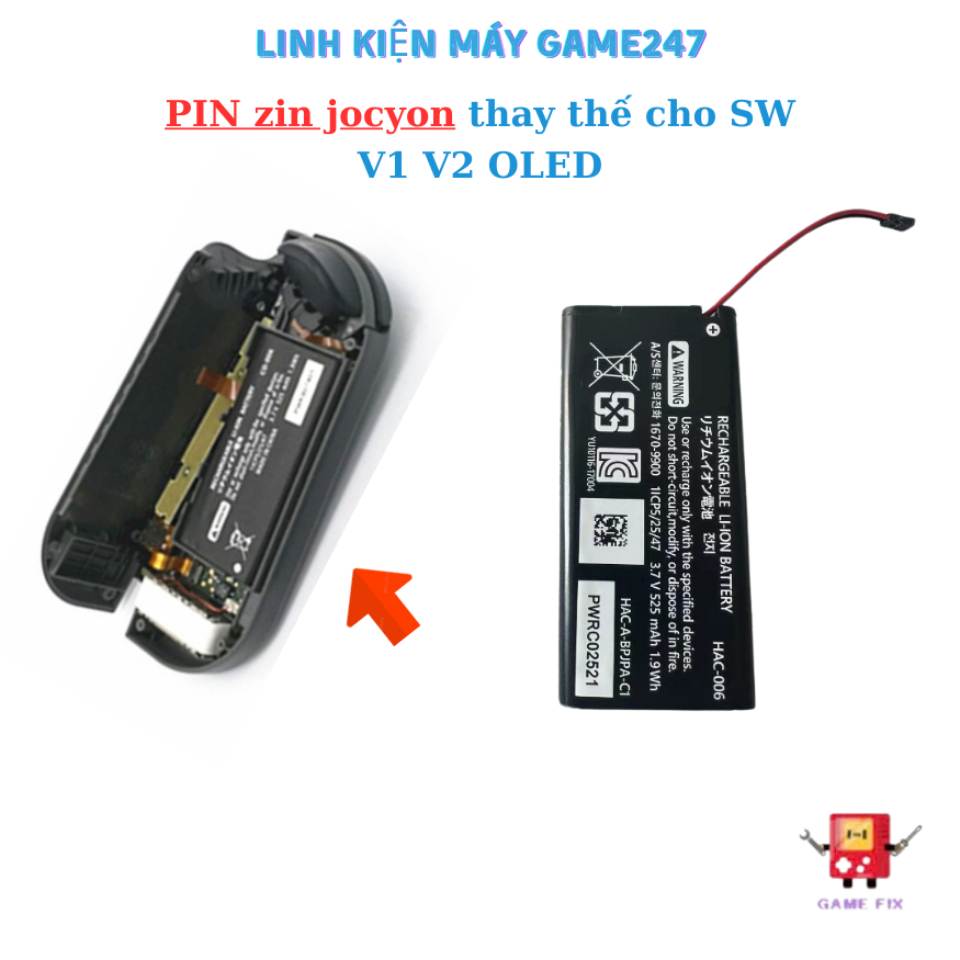 Pin Zin thay thế cho Joycon máy SW V1 V2 OLED (Hàng chuẩn)