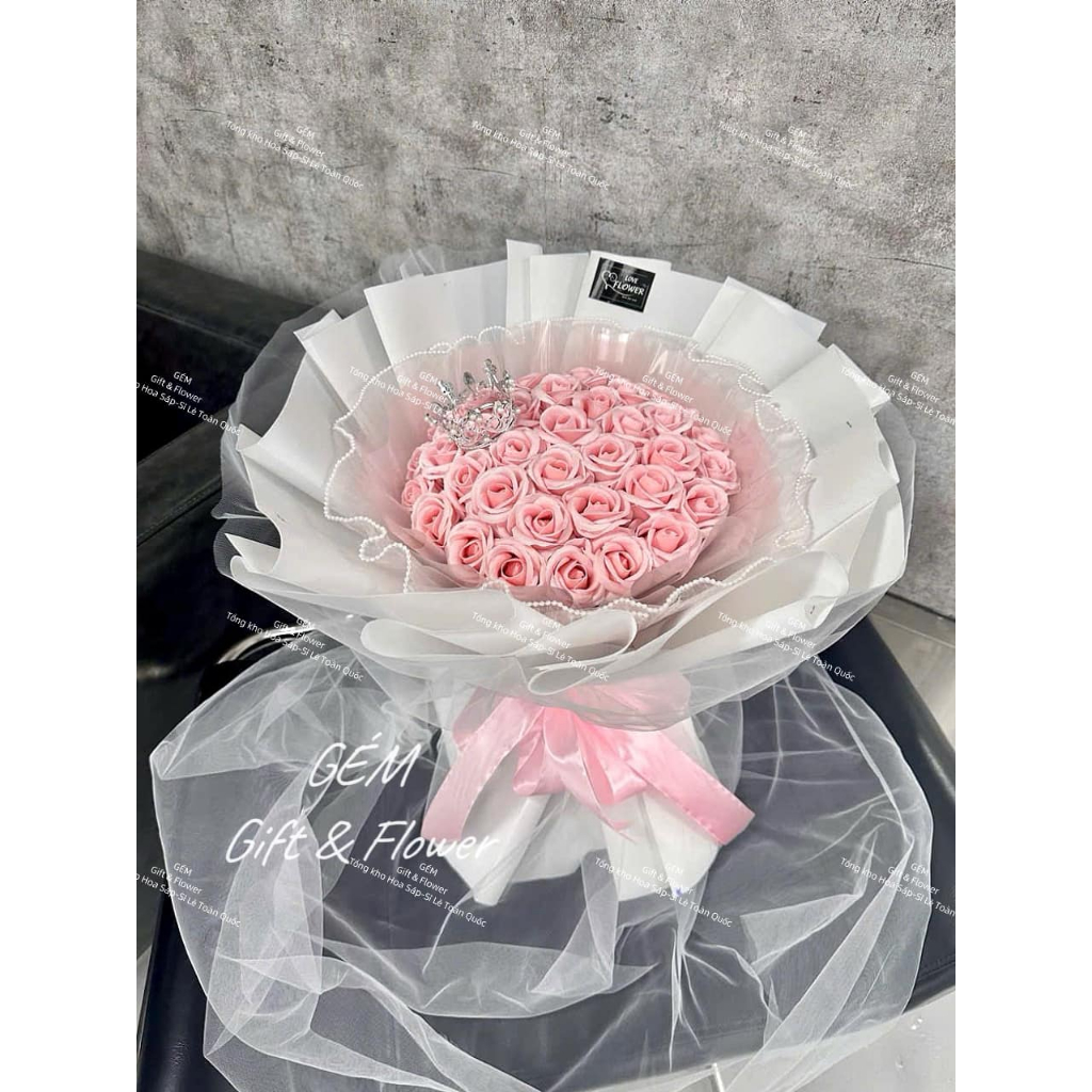 🍃🌹 [Hoả tốc] Bó hoa sáp thơm mẫu bó dáng xoè công chúa, tặng Thiệp,Túi.   🌹🍃