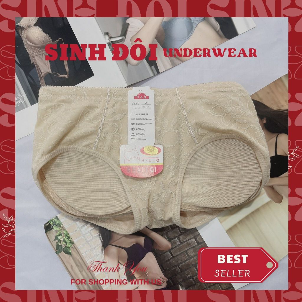 Quần lót nâng độn mông nữ tự nhiên SD3033 ren cao cấp định hình cạp thấp mút tháo rời size 45-60kg