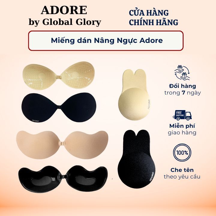 ADORE Combo Miếng Dán Ngực Silicone Bra Cài Trước Tạo Khe Đẩy Ngực Bám Dính Tốt Tặng kèm Dây Đeo Tro