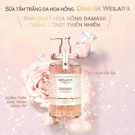Sữa tắm Weilaiya chính hãng cánh hoa hồng Damask 450ml chính hãng
