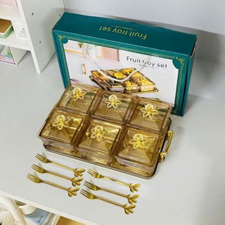 Khay Đựng MứtTết 6 Hũ Ngăn Đựng Bánh Kẹo, Mứt Tết, Hạt Dưa Sang Trọng, Hũ Đựng Kẹo Ngày Tết