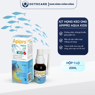 Xịt Họng Keo Ong Apipro Aqua Kids giúp giảm đau họng tức thì, bảo vệ niêm mạc họng cho trẻ từ 1 tuổi (20ml)