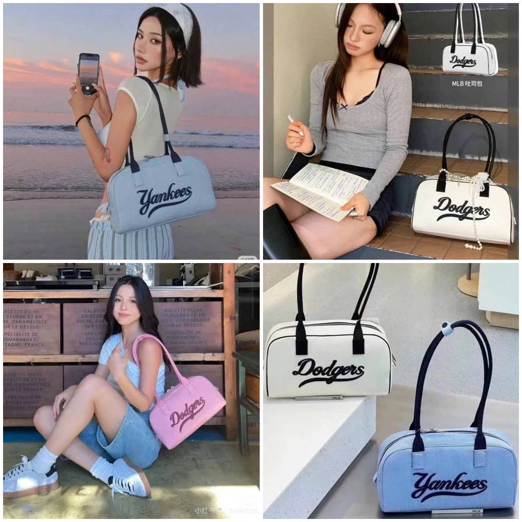 (TQXK 1:1) Túi đeo chéo quai xách Official Varsity Culsive Denim Shoulder Bag L/A Dodgers 'Cream '  